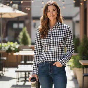 Women's Talbots Tailored Gingham Button Down Shirt - Size 2
